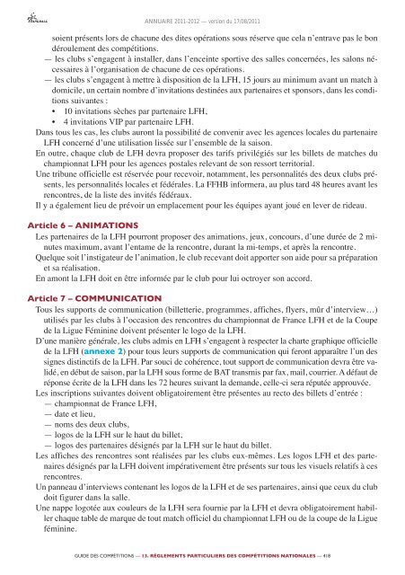 annuaire de la ffhb 2011/2012