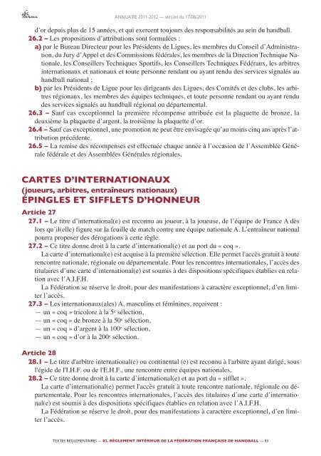 annuaire de la ffhb 2011/2012