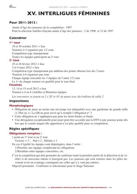 annuaire de la ffhb 2011/2012