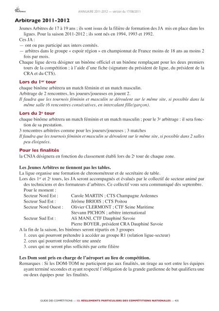 annuaire de la ffhb 2011/2012