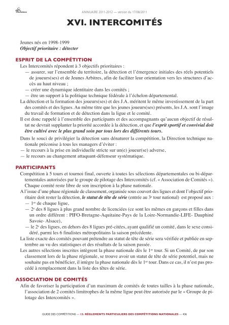 annuaire de la ffhb 2011/2012