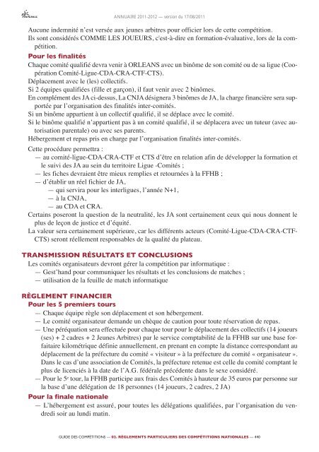 annuaire de la ffhb 2011/2012