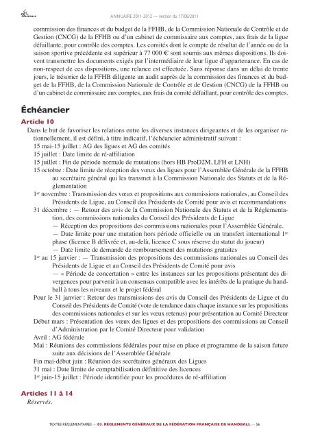 annuaire de la ffhb 2011/2012