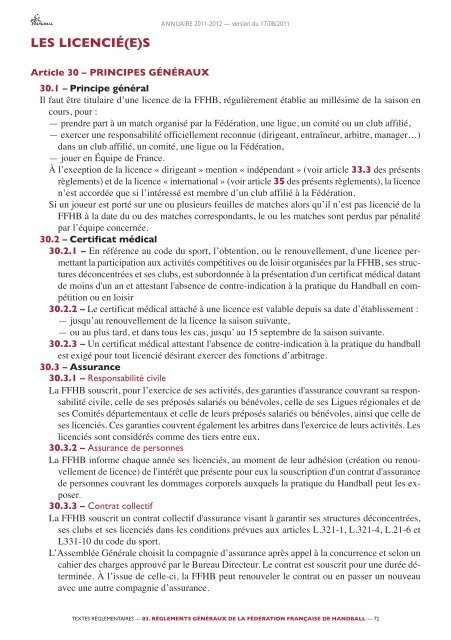 annuaire de la ffhb 2011/2012