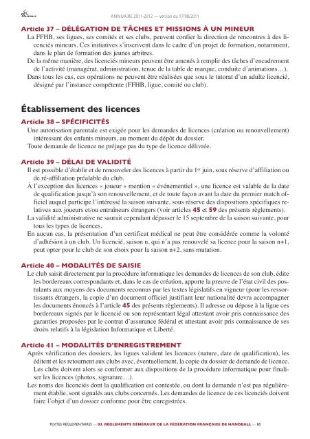 annuaire de la ffhb 2011/2012