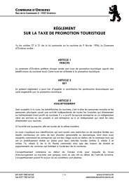 rÃ¨glement sur la taxe de promotion touristique - Commune d'OrsiÃ¨res