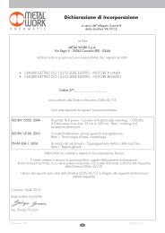 Dichiarazione di incorporazione - Cilindri elettrici - Metal Work