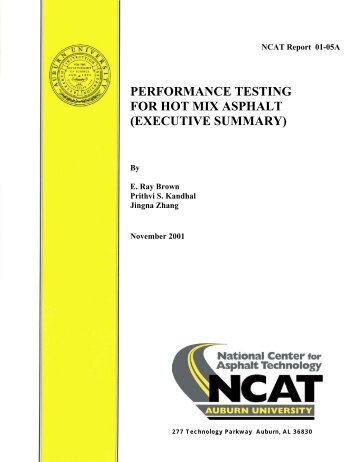 performance testing for hot mix asphalt ... - Auburn University