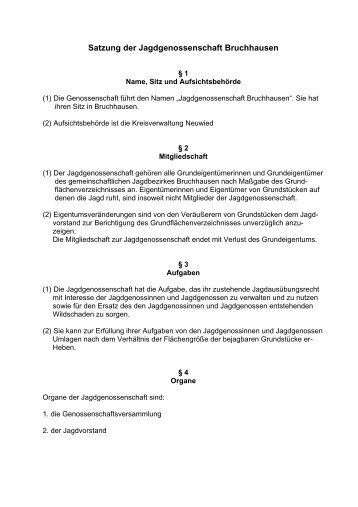 Satzung der Jagdgenossenschaft Bruchhausen