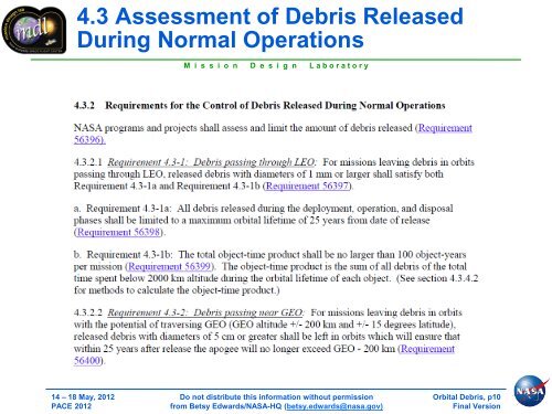 Orbital Debris - NASA Earth Science Decadal Survey Studies