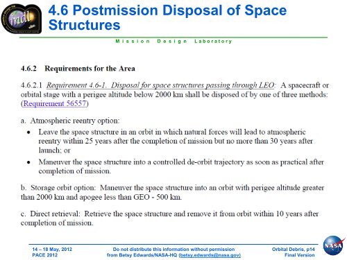 Orbital Debris - NASA Earth Science Decadal Survey Studies