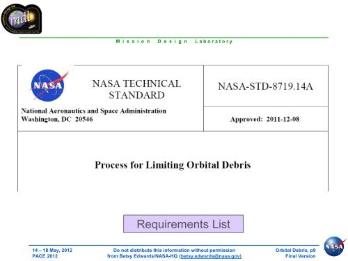 Orbital Debris - NASA Earth Science Decadal Survey Studies