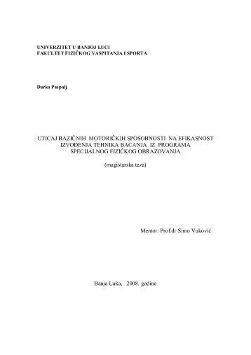 uticaj baziÄnih motoriÄkih sposobnosti na efikasnost izvoÄenja ...