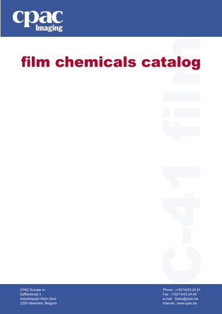 C-41 Film chemicals catalog - CPAC