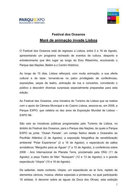 Press Release Parque Expo / Turismo de Lisboa - Associação ...