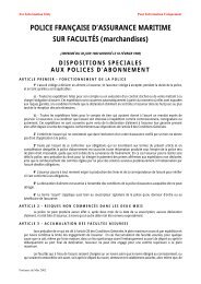 dispositions speciales aux polices d'abonnement - Fortunes de mer