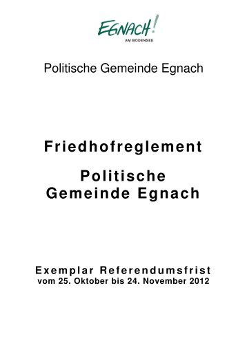 Friedhofreglement 09. Oktober 2012, Referendum - in der ...