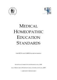 Medical Education standards - European Committee for Homeopathy
