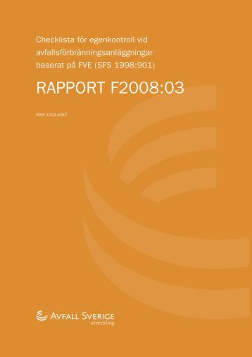 F2008:03 Checklista fÃ¶r egenkontroll vid ... - Avfall Sverige