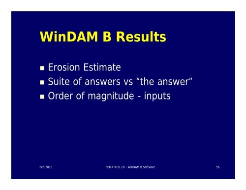 WinDAM B Earthen Embankment Overtopping Analysis Software