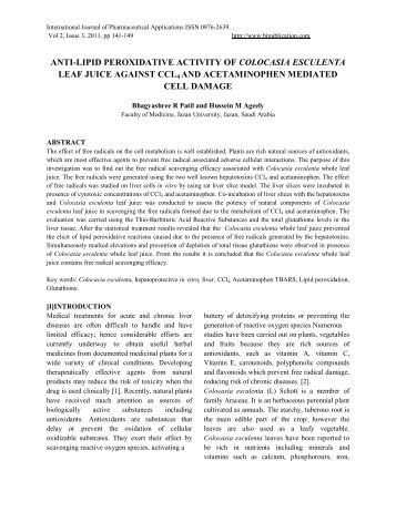 anti-lipid peroxidative activity of colocasia esculenta leaf juice ...