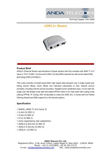 ADSL2+ Router - ANDA TELECOM INDIA