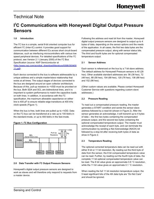 I2C Communication with Honeywell Digital Output Pressure Sensors