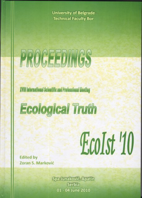 PROCEEDINGS ECO-IST 10.pdf - Univerzitet u Beogradu