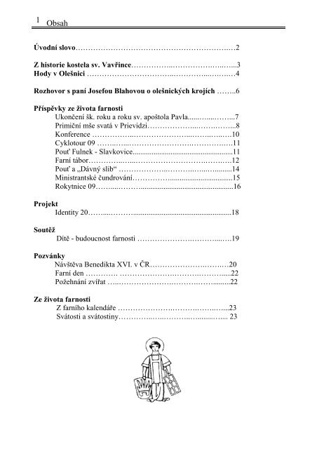 zÃ¡ÅÃ­ - ÅÃ­mskokatolickÃ¡ farnost OleÅ¡nice