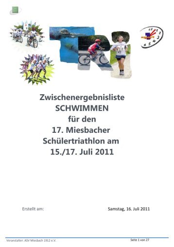 Zwischenergebnisliste SCHWIMMEN für den 17. Miesbacher ...