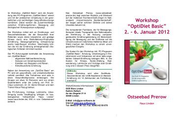 Workshop “OptiDiet Basic” 2. - 6. Januar 2012