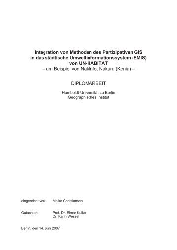 Integration von Methoden des Partizipativen GIS in das ... - UN-Habitat