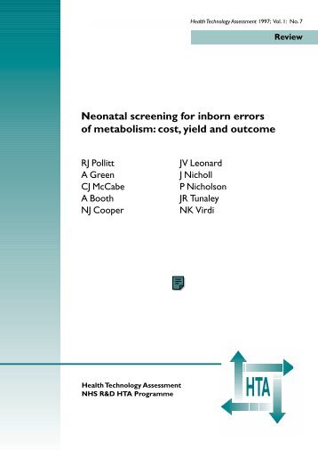 Neonatal Screening for Inborm Errors of Metabolism