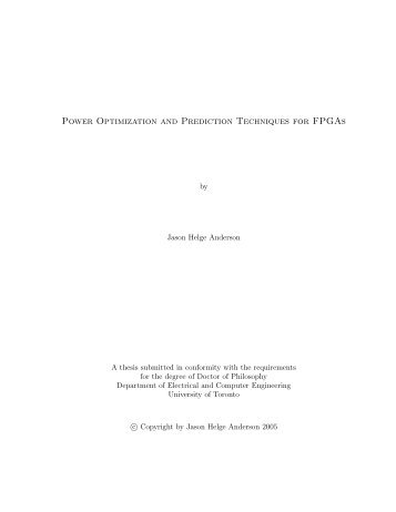 Power Optimization and Prediction Techniques for FPGAs - Jason H ...