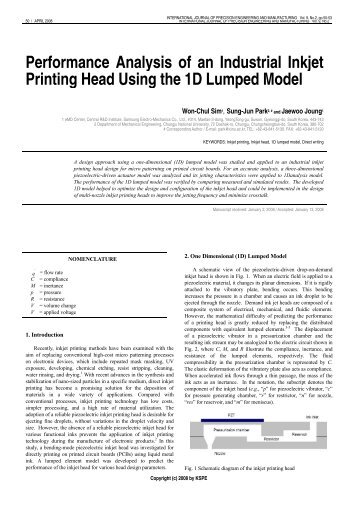 Performance Analysis of an Industrial Inkjet Printing Head Using the ...