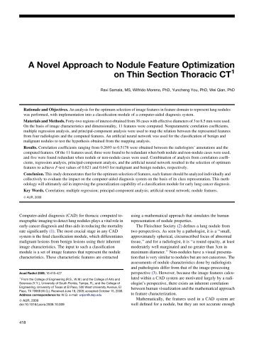 A Novel Approach to Nodule Feature Optimization on Thin Section ...