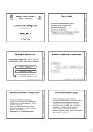 Zarządzanie strategiczne WYKŁAD V - Wydział Zarządzania - AGH