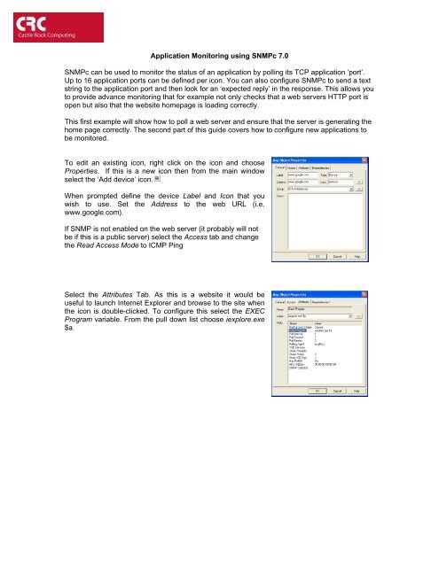 Monitoring TCP based Applications using SNMPc 7 - Castle Rock ...