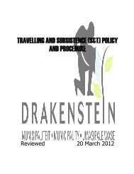 Travelling and Subsistence Policy - Drakenstein municipality
