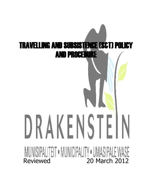 Travelling and Subsistence Policy - Drakenstein municipality