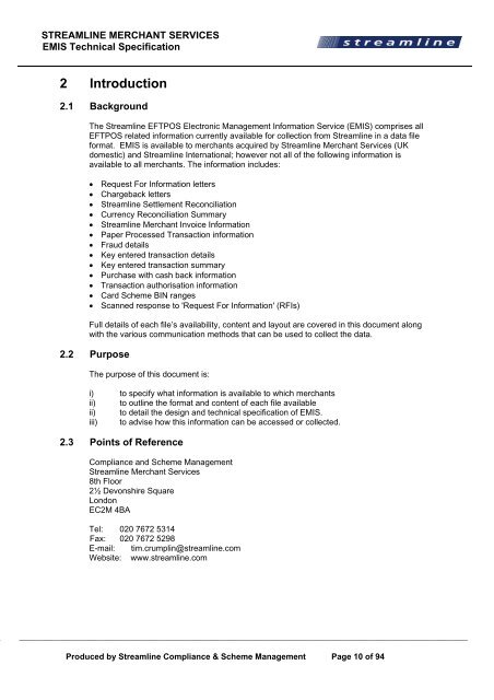 EMIS Technical Specification - Streamline