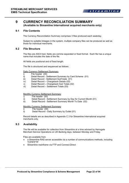 EMIS Technical Specification - Streamline