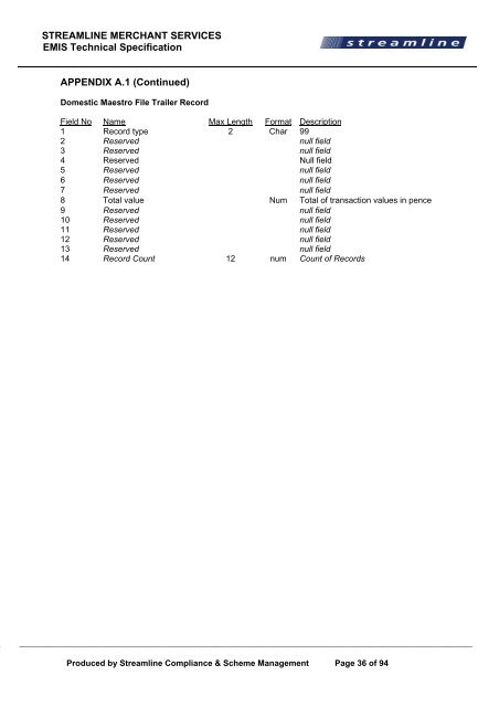 EMIS Technical Specification - Streamline