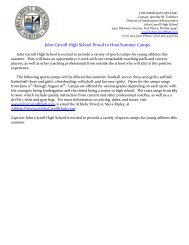 John Carroll High School Proud to Host Summer Camps