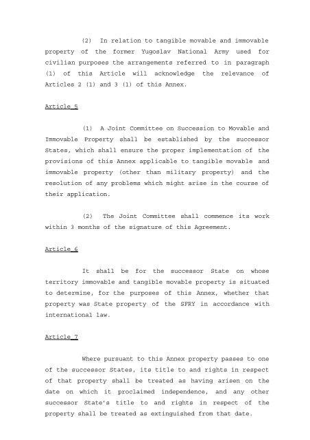 Annex A Movable and Immovable property Article 1 (1) In order to ...