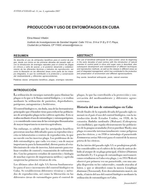 Contenido - Instituto de Investigaciones de Sanidad Vegetal