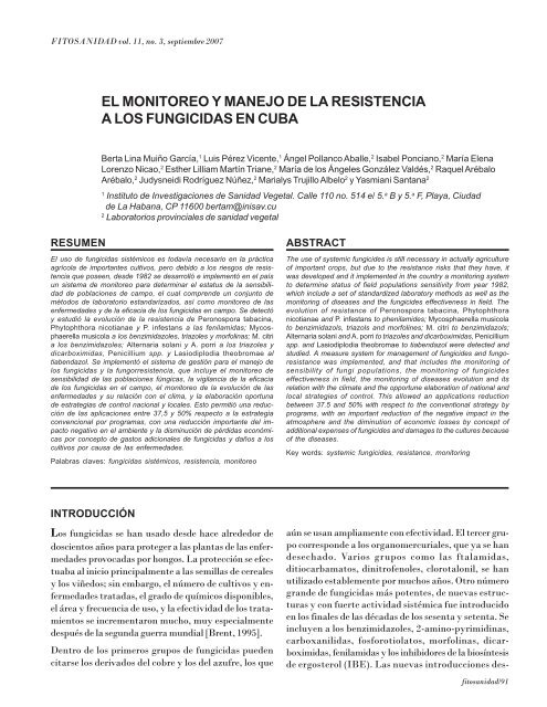 Contenido - Instituto de Investigaciones de Sanidad Vegetal