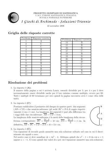 I Giochi di Archimede - Soluzioni Triennio - I.T.I.S. "G.Giorgi"