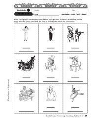 Write the Spanish vocabulary word below each picture. If there is a ...