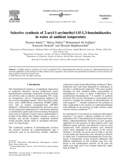 32. Selective Synthesis of 2-Aryl-1-arylmethy-1H-1,3 ...